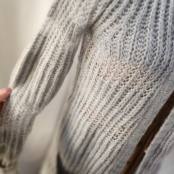 Caslon Size XS Midi Length Cardigan Sweater Duster Wool Blend Light Gray Pockets - Picture 3 of 7